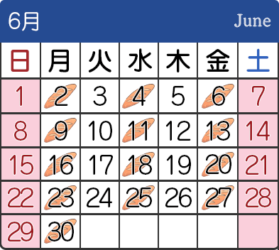 2025年6月の営業＆焼き立てパンスケジュール